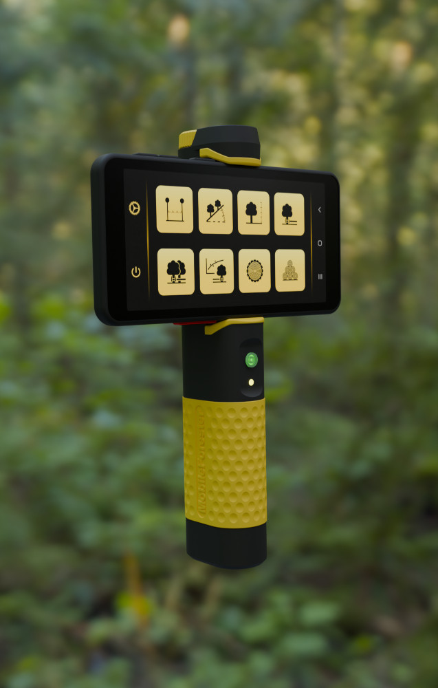 MobileForester device showing its display with all functions of the application.